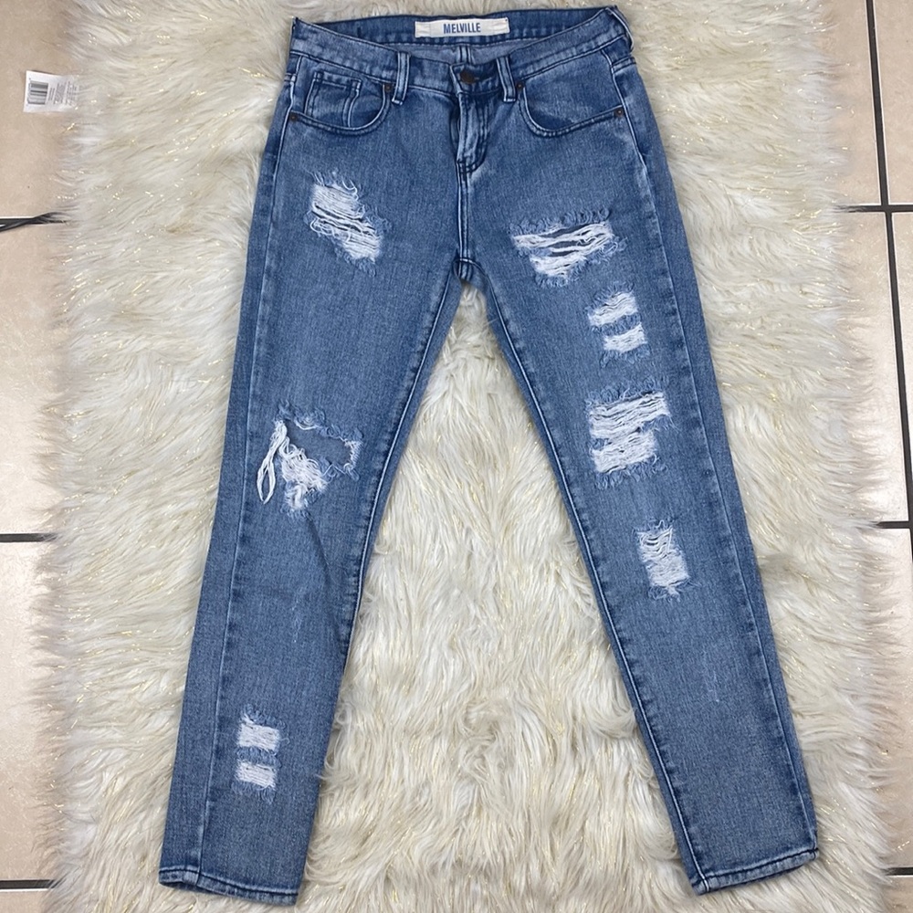 Melville Skinny Jeans Ripped Distressed Medium Wash size 24